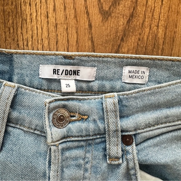 RE/DONE Jeans 90s High Rise Ankle Crop Raw Hem Button Fly Light Wash 25 - Picture 8 of 16